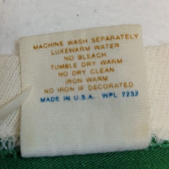 70s Single Stitch Green White Baseball Vneck Tee The Emerald City Oz Band Soccer - Picture 9 of 9